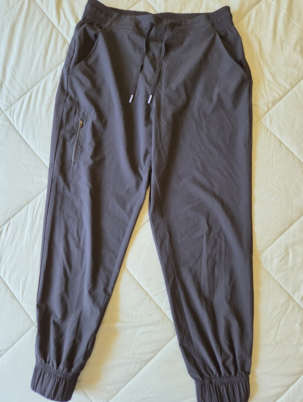 Eddie Bauer Poplar Tapered Jogger Pants Gray L Large Zipper Cargo Pockets EUC